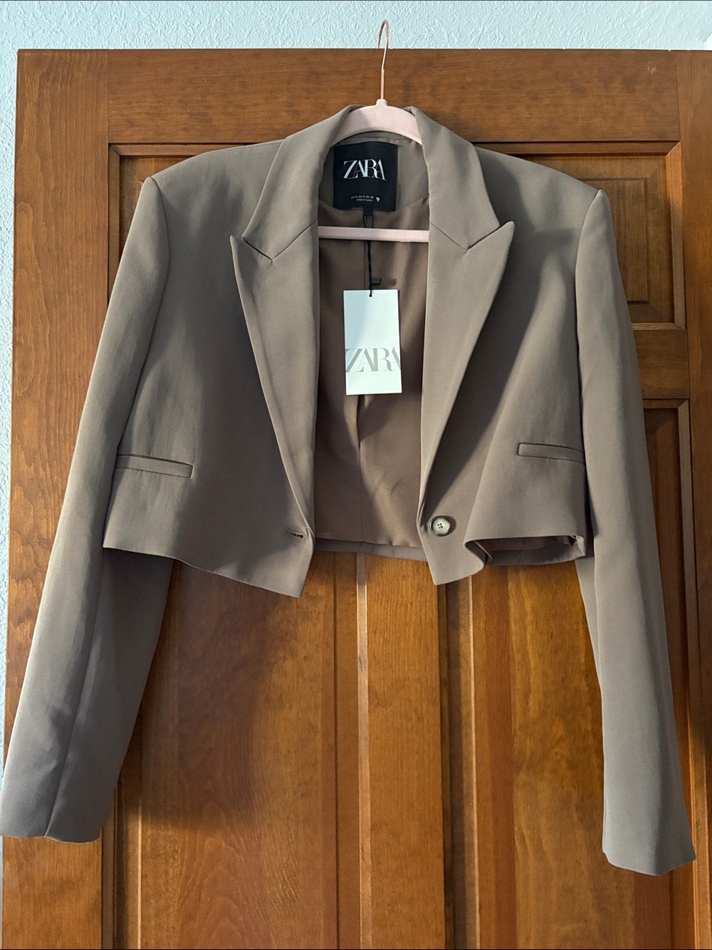ZARA Cropped Taupe Blazer